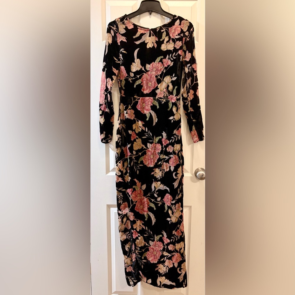 Lulu's Black Floral Long Sleeve Dress